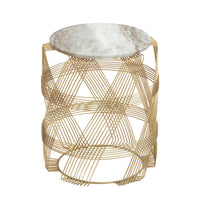 Round Wire Table With Marble Top Gold Marble Metal