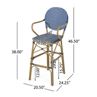Barstool Navy Blue Wicker