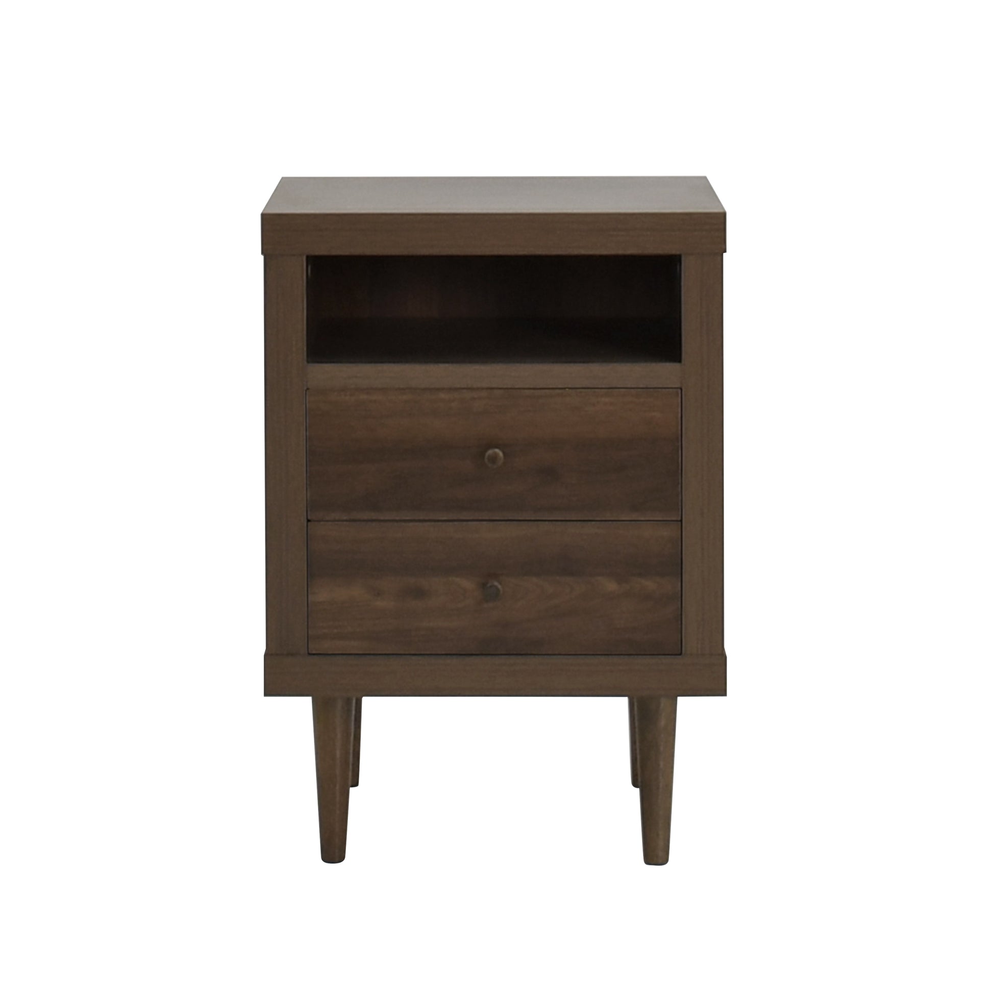 2 Drawer Nightstand Walnut Mdf