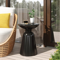 Outdoor Metal End Table Large Black Iron