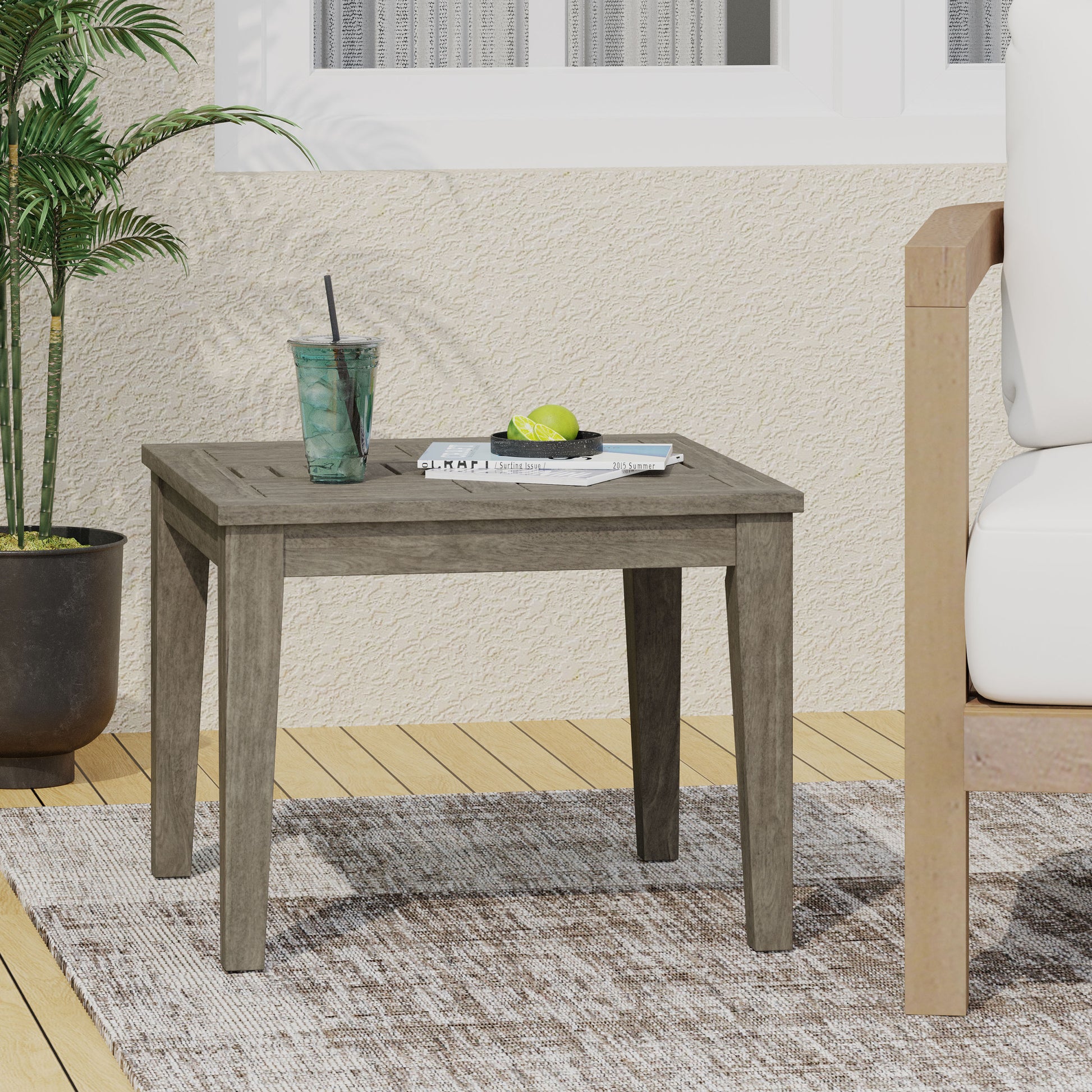 Hampton Wood Side Table Grey Wood