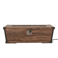 Outdoor Patio Concrete Fire Table, Rectangle Gas Burning 56 Inch Fire Pit 50,000 Btu, Wood Pattern Fire Table, Brown Tank Cover Not Included Brown Garden & Outdoor Magnesium Oxide