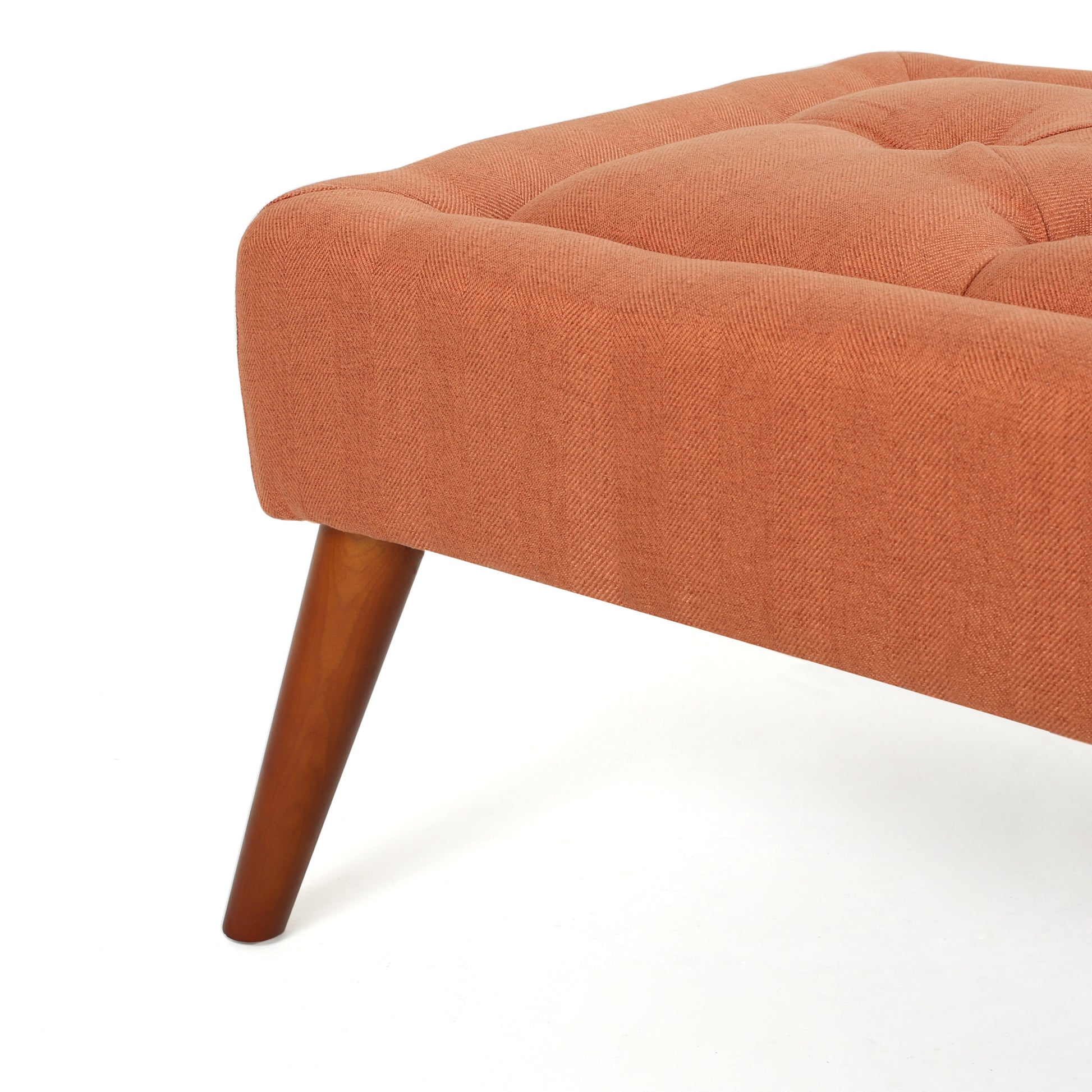 Tuft Top Ottoman Orange Fabric