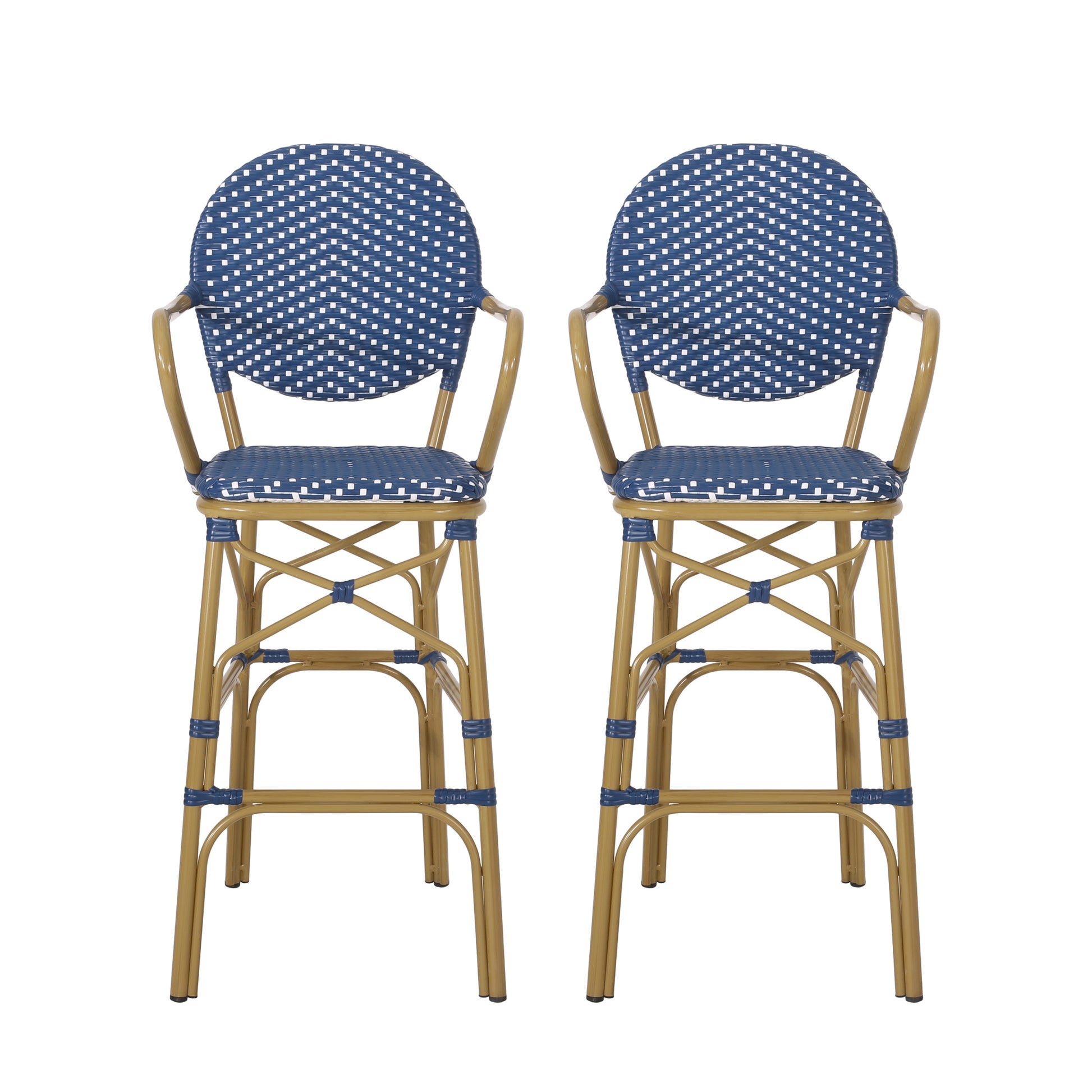 Barstool Navy Blue Wicker