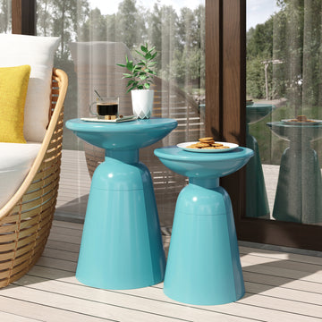 Metal S 2 End Table Teal Iron