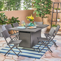 Maldives Aluminum Foldable Dining Set Grey Pe Rattan Iron