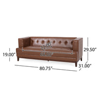 3 Seater Sofa Dark Brown Pu