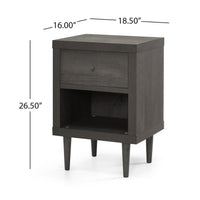 1 Drawer Nightstand Grey Mdf