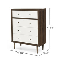 Nordic 4 Drawer Chest Walnut Mdf