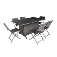 Maldives Aluminum Foldable Dining Set Grey Pe Rattan Iron