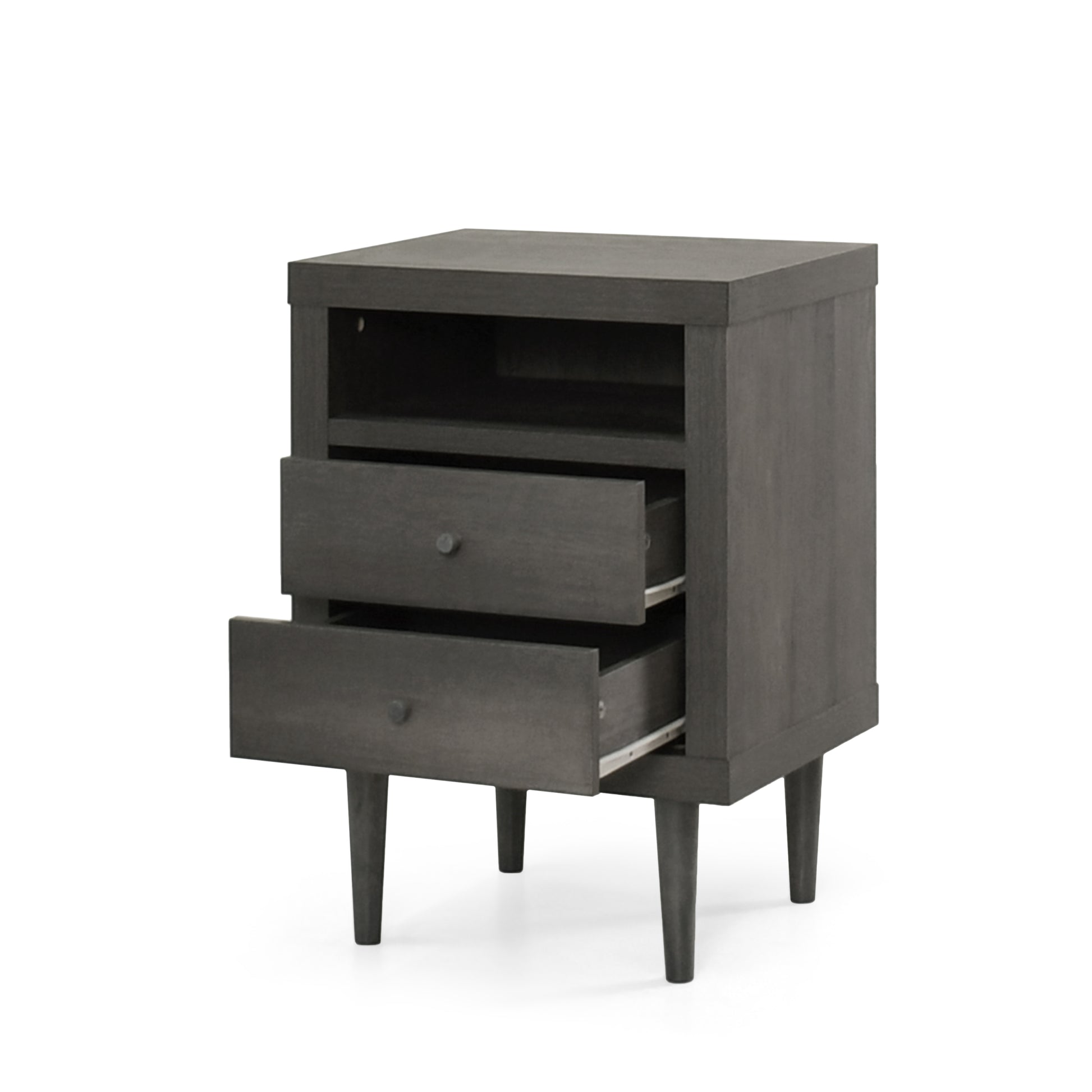 2 Drawer Nightstand Grey Mdf