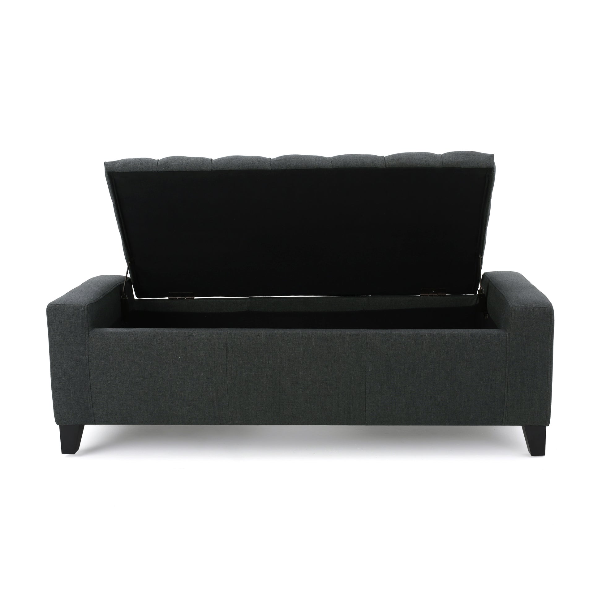 Storage Ottoman Dark Gray Fabric