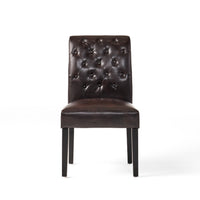 Broxton Kd Tuft Dining Chair2Pcs Set Brown Leather