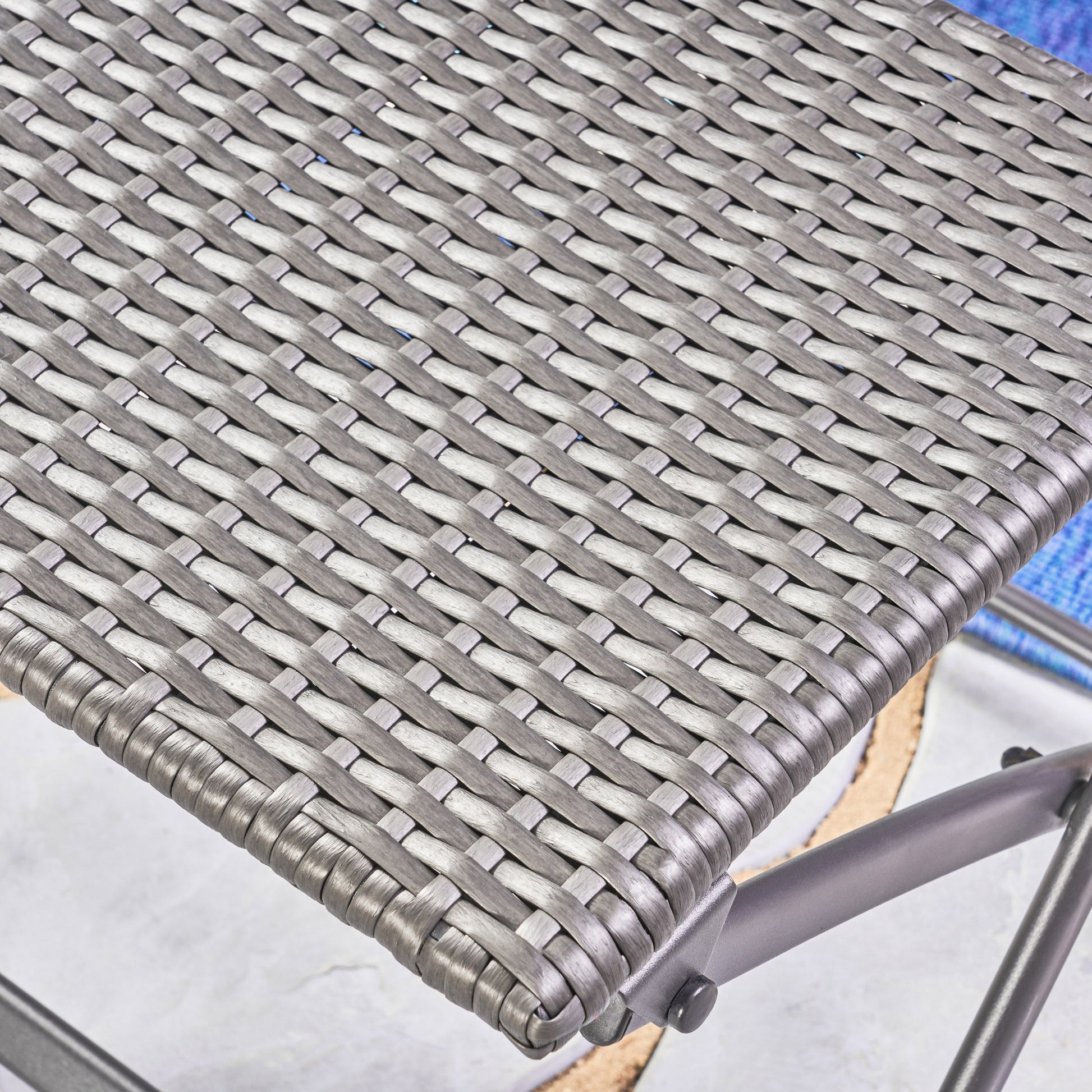 Maldives Aluminum Foldable Dining Set Grey Pe Rattan Iron