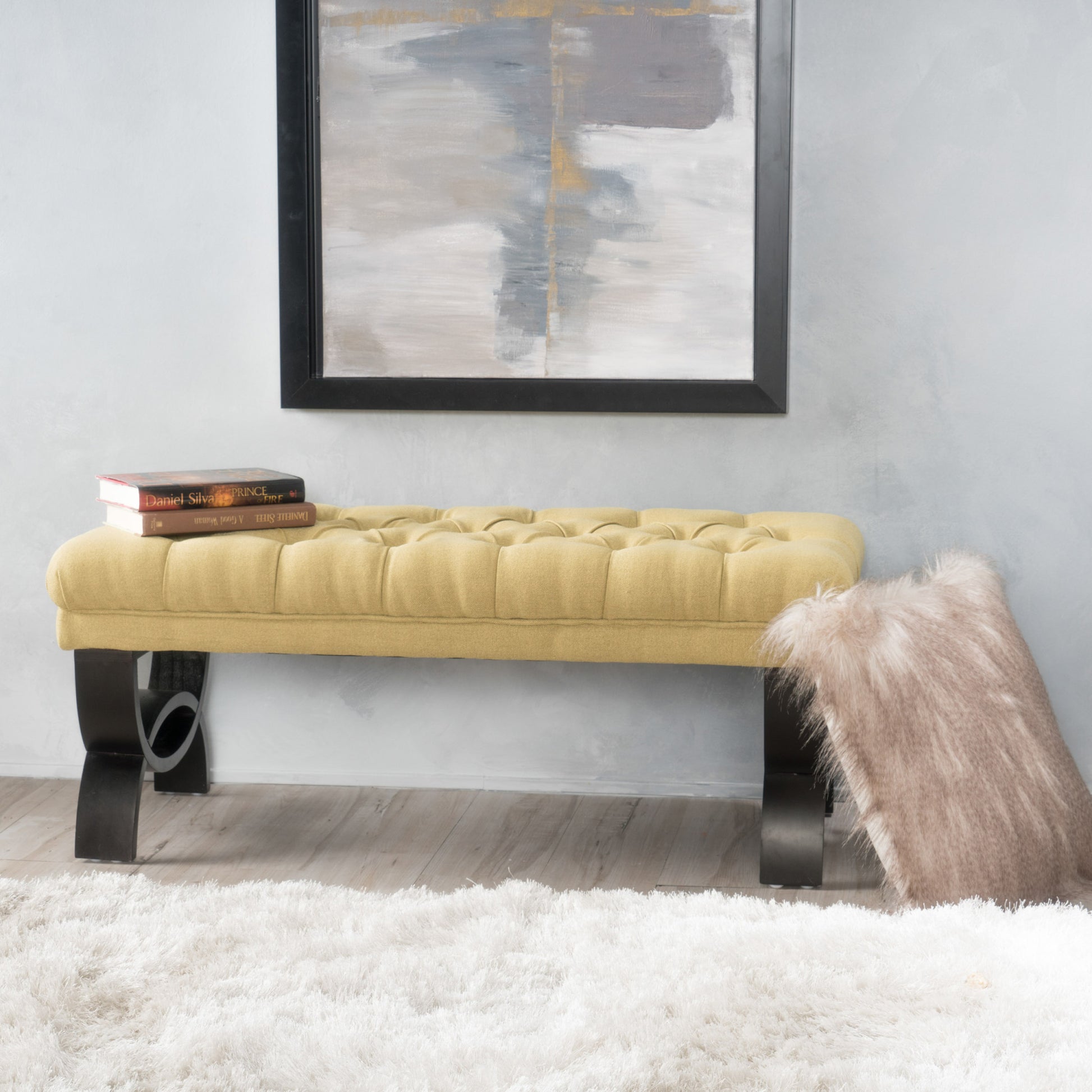 Hilton Ottoman Yellow Fabric