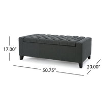 Storage Ottoman Dark Gray Fabric