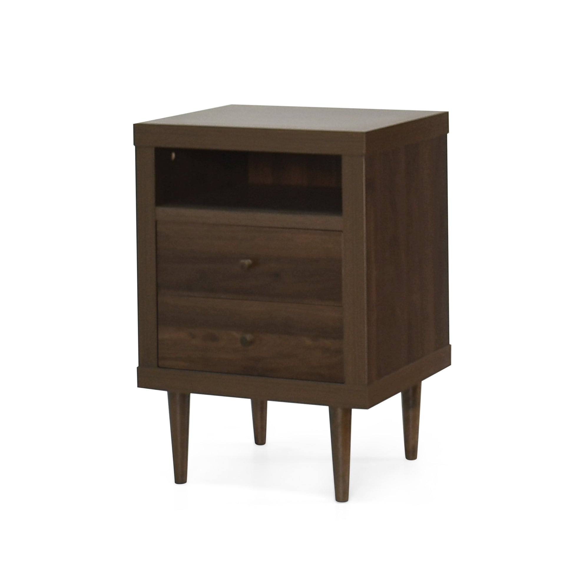 2 Drawer Nightstand Walnut Mdf