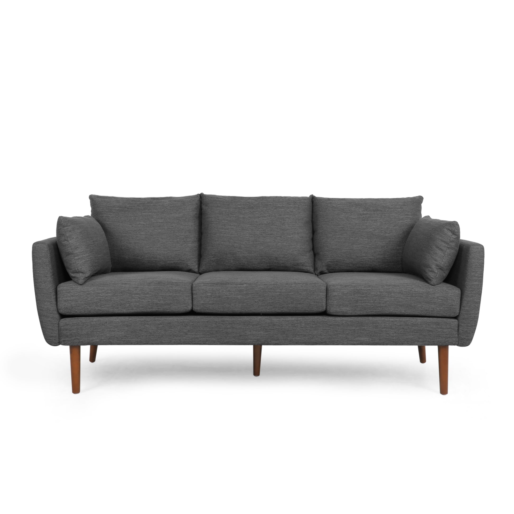 3 Seater Sofa Charcoal Wood Fabric 3 Seat