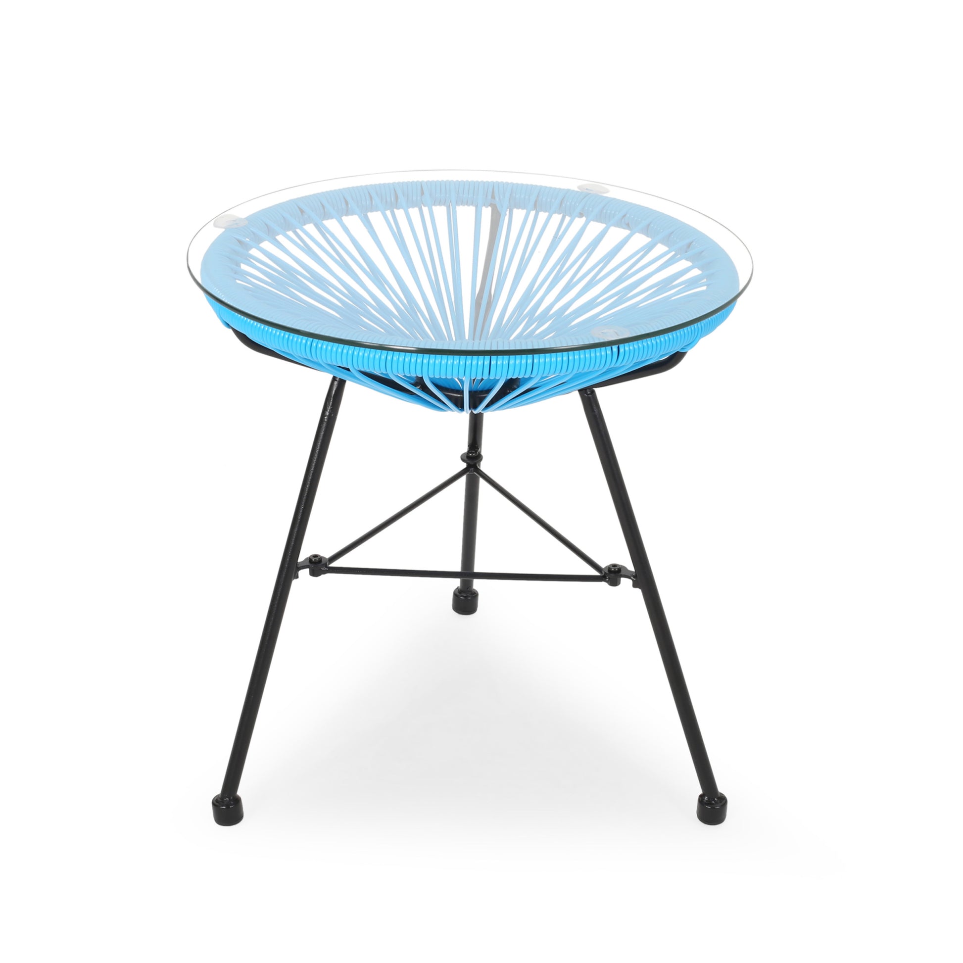 Nusa Side Table Blue Tempered Glass