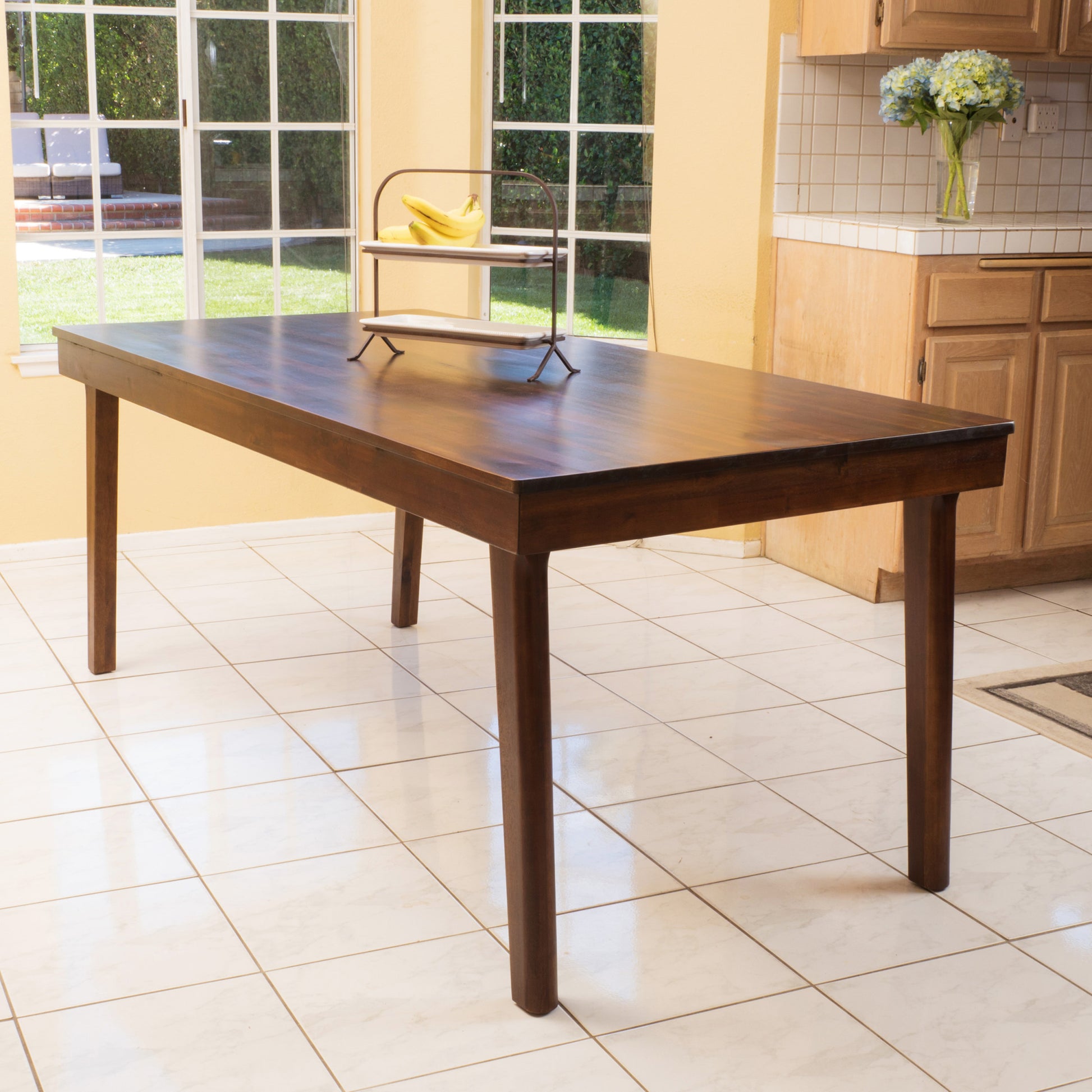 Dining Table, Rich Mahogany Brown Acacia Wood