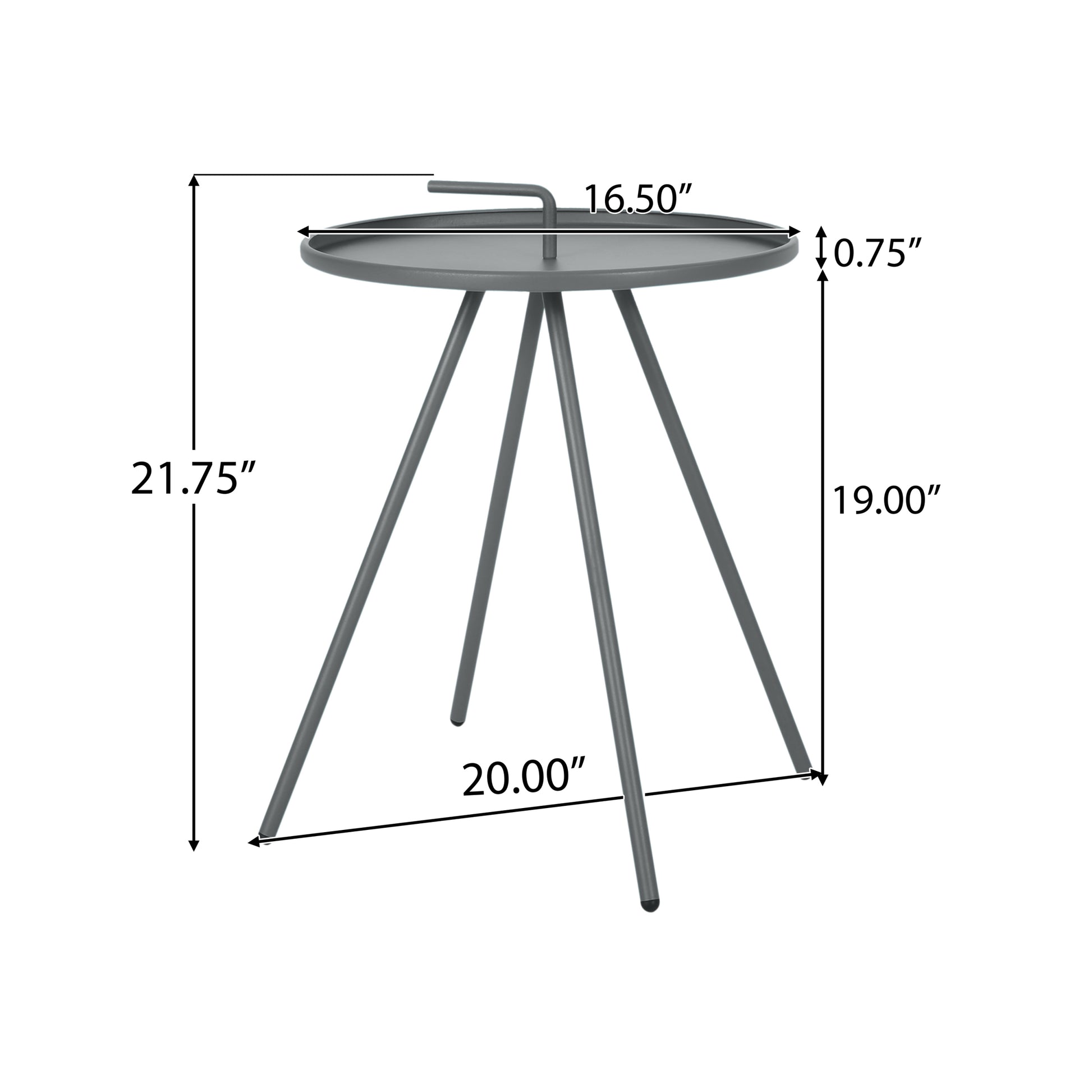 Vida 16.5" Side Table Grey Iron