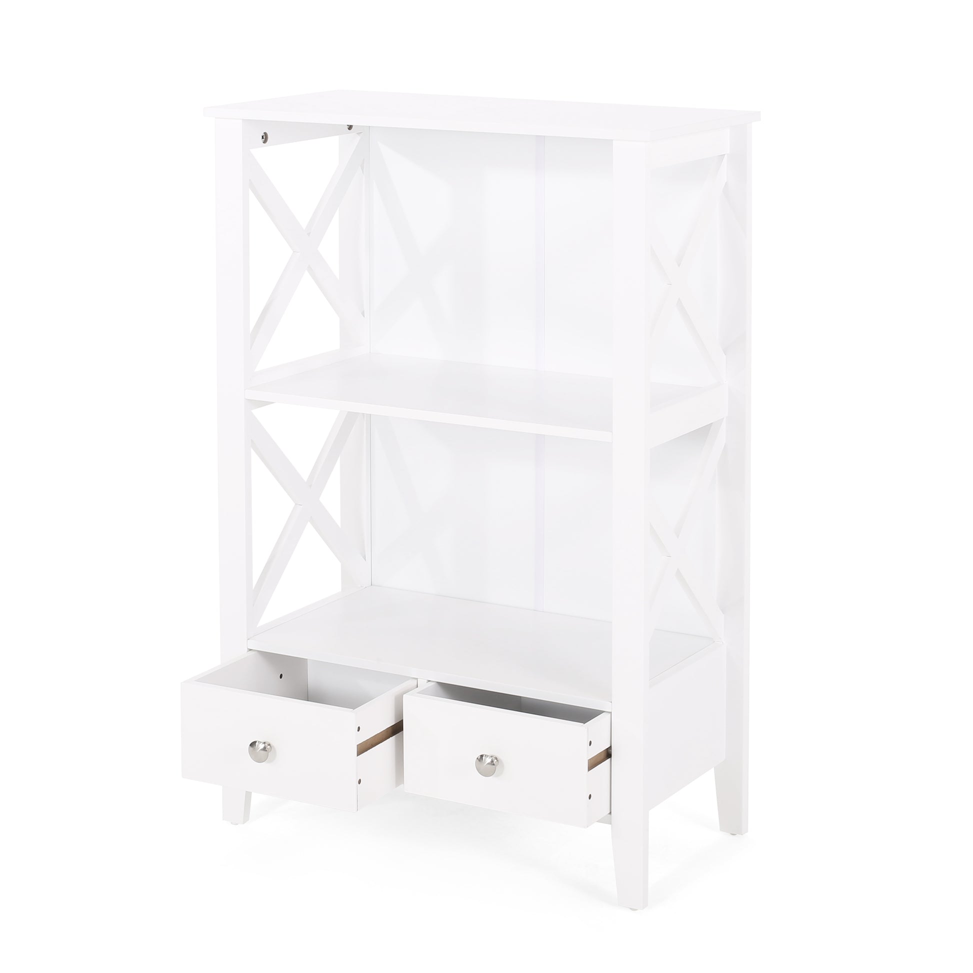 2 Drawer Storage Rack White Mdf