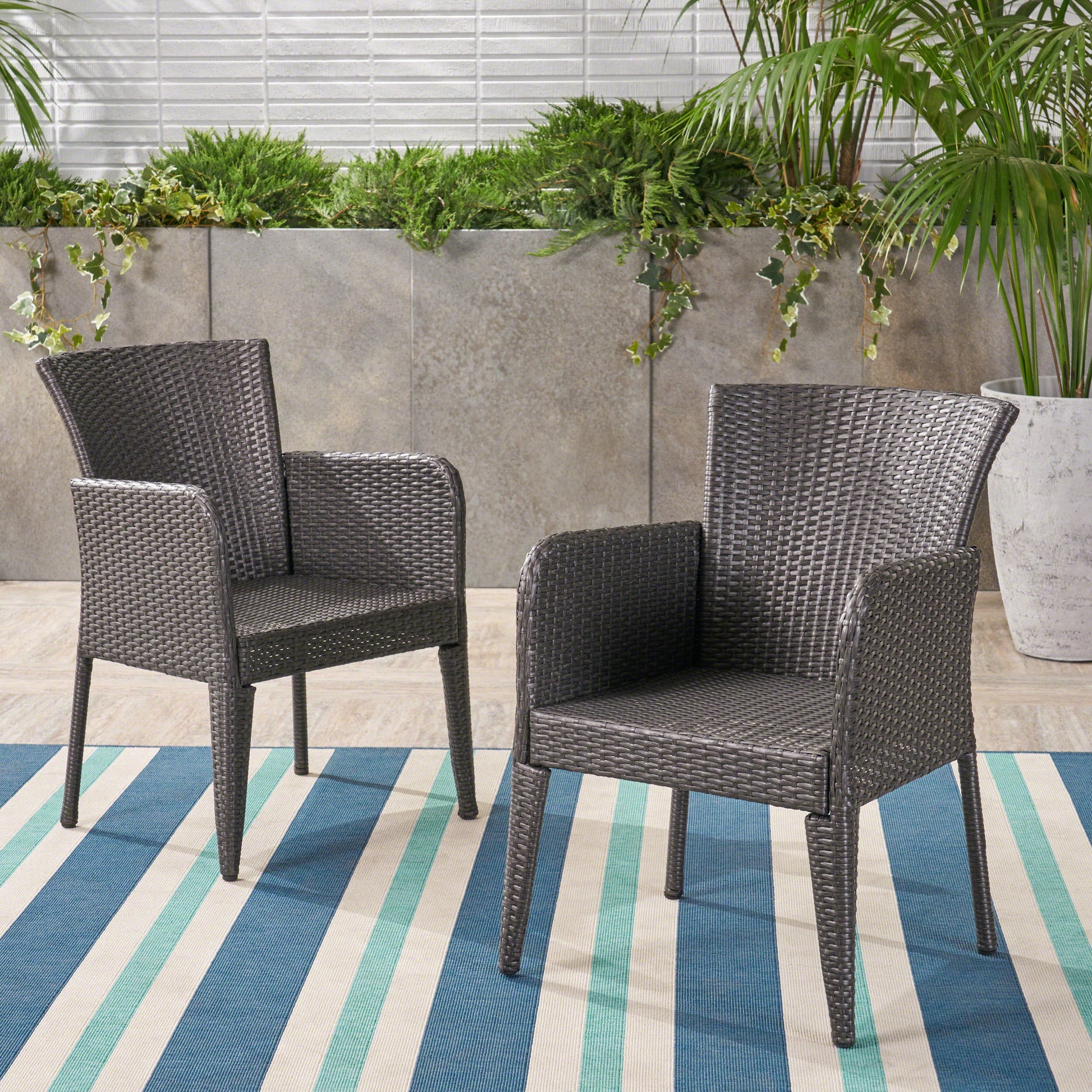 Anaya Kd Pe Dining Chair,Set Of 2 Grey Iron