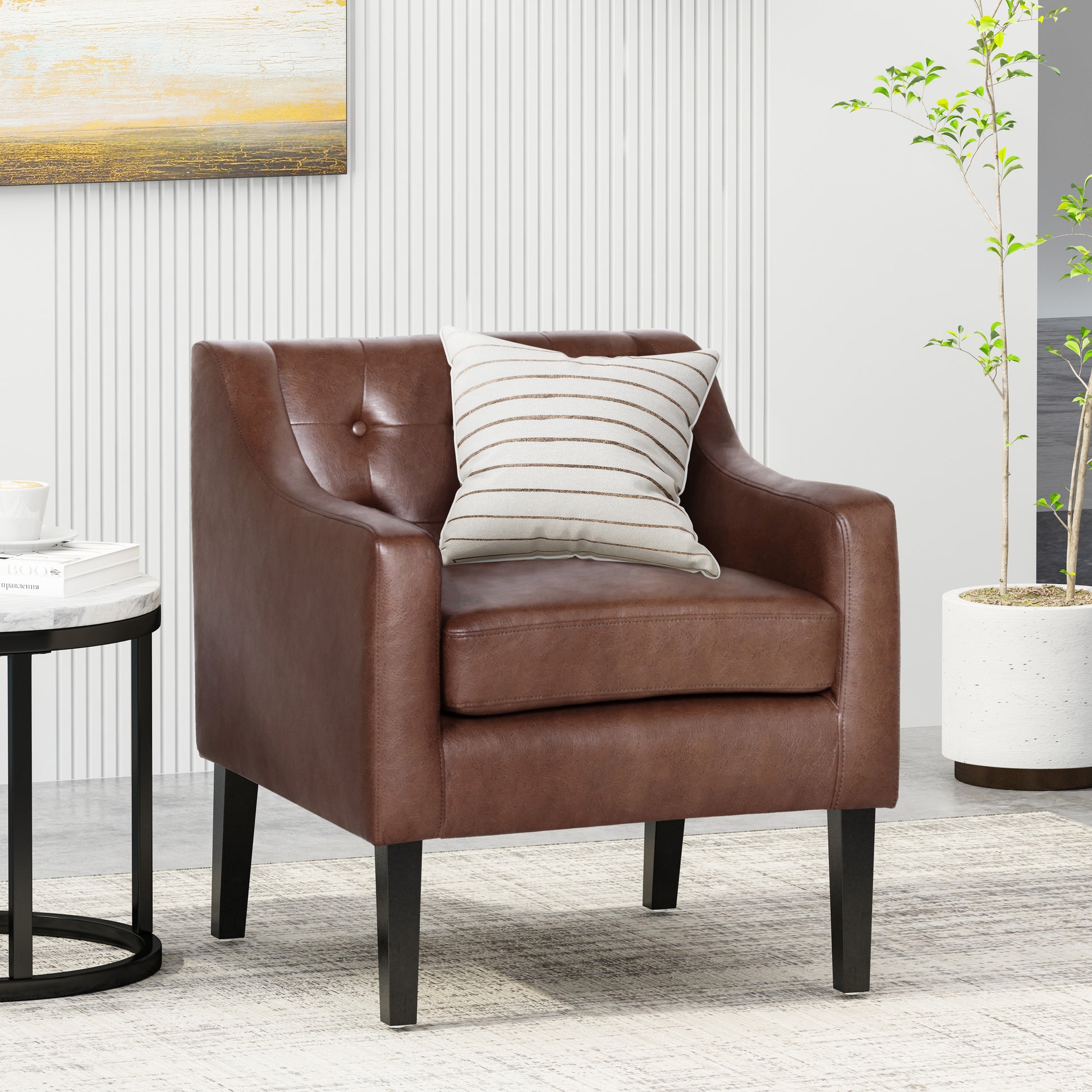 Accent Chair Dark Brown Pu