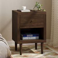 1 Drawer Nightstand Walnut Mdf