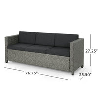 Puerta 3Seater Black Grey Pe Rattan Iron