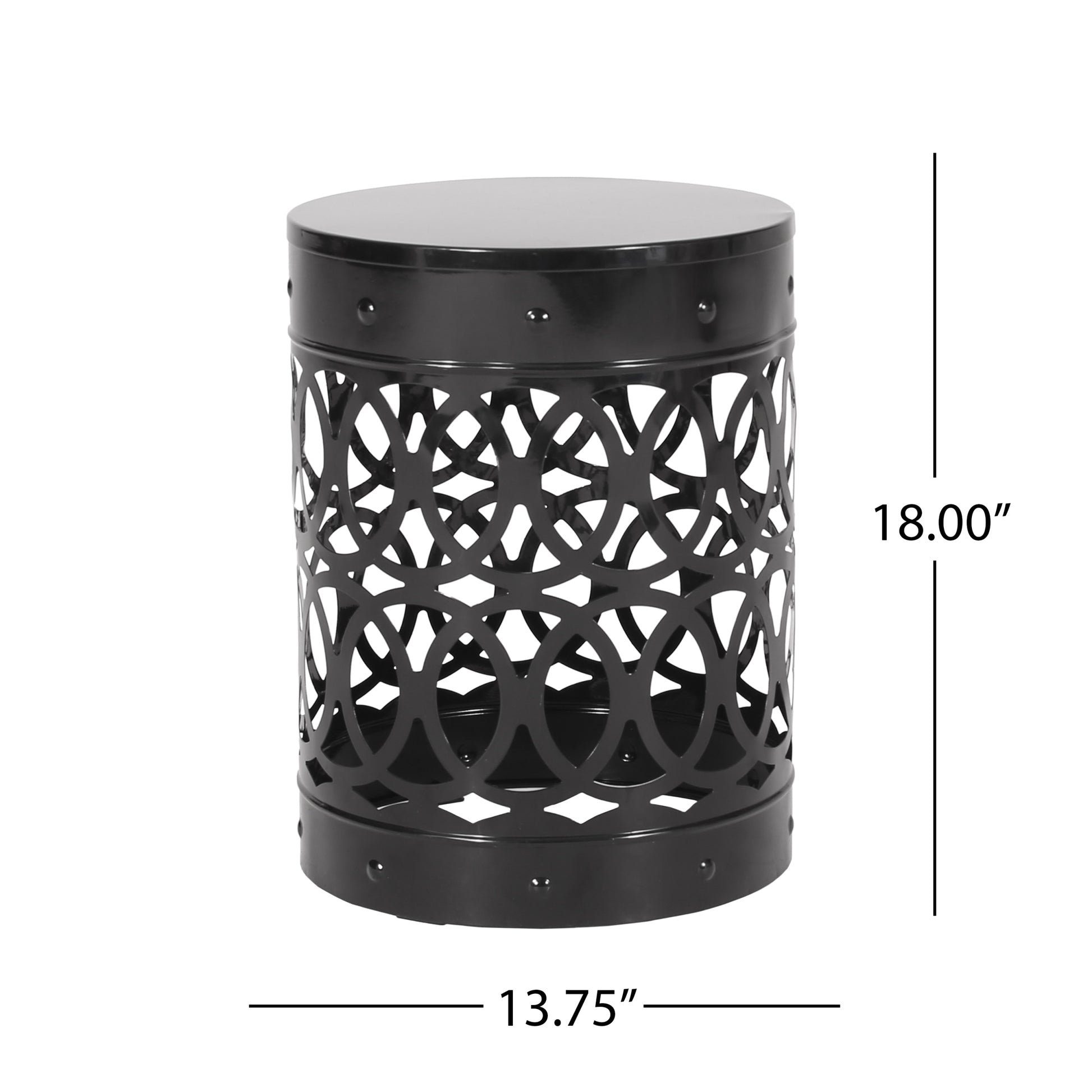 Metal End Table Large Black Iron