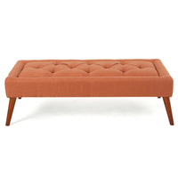 Tuft Top Ottoman Orange Fabric