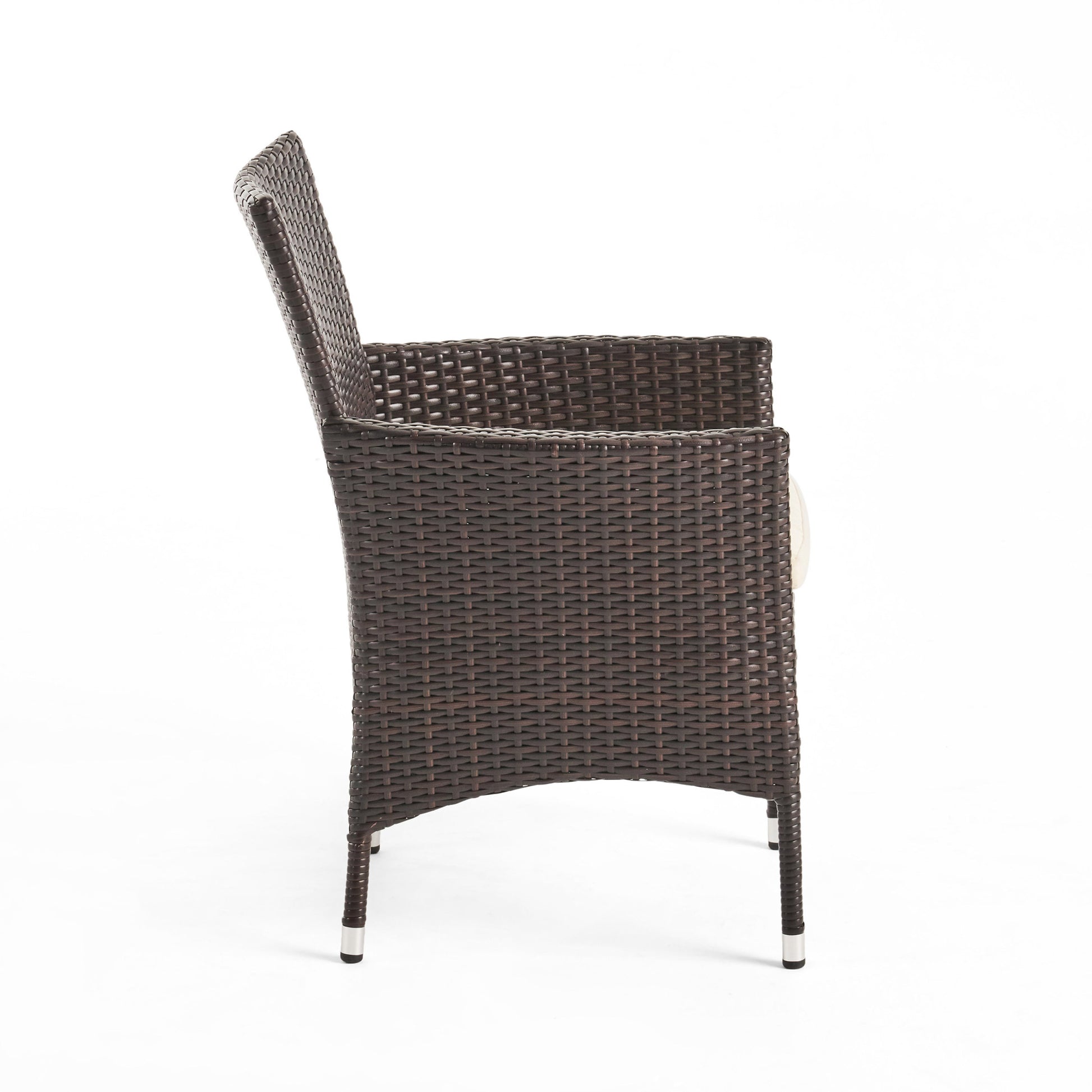 Clementine Outdoor Multibrown Pe Wicker Dining Chairs Set Of 2 Brown Multi Pe Rattan Iron Waterproof Fabric