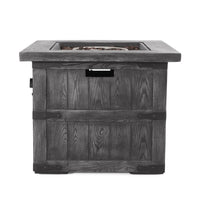 Outdoor Patio 24.5" H X 30" W Square Gas Burning Concrete Fire Pit 40, 000 Btu, Fire Pit Table With Tank Inside, Grey Grey Magnesium Oxide