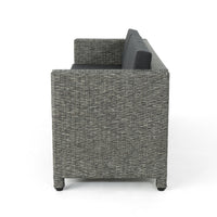 Puerta 3Seater Black Grey Pe Rattan Iron