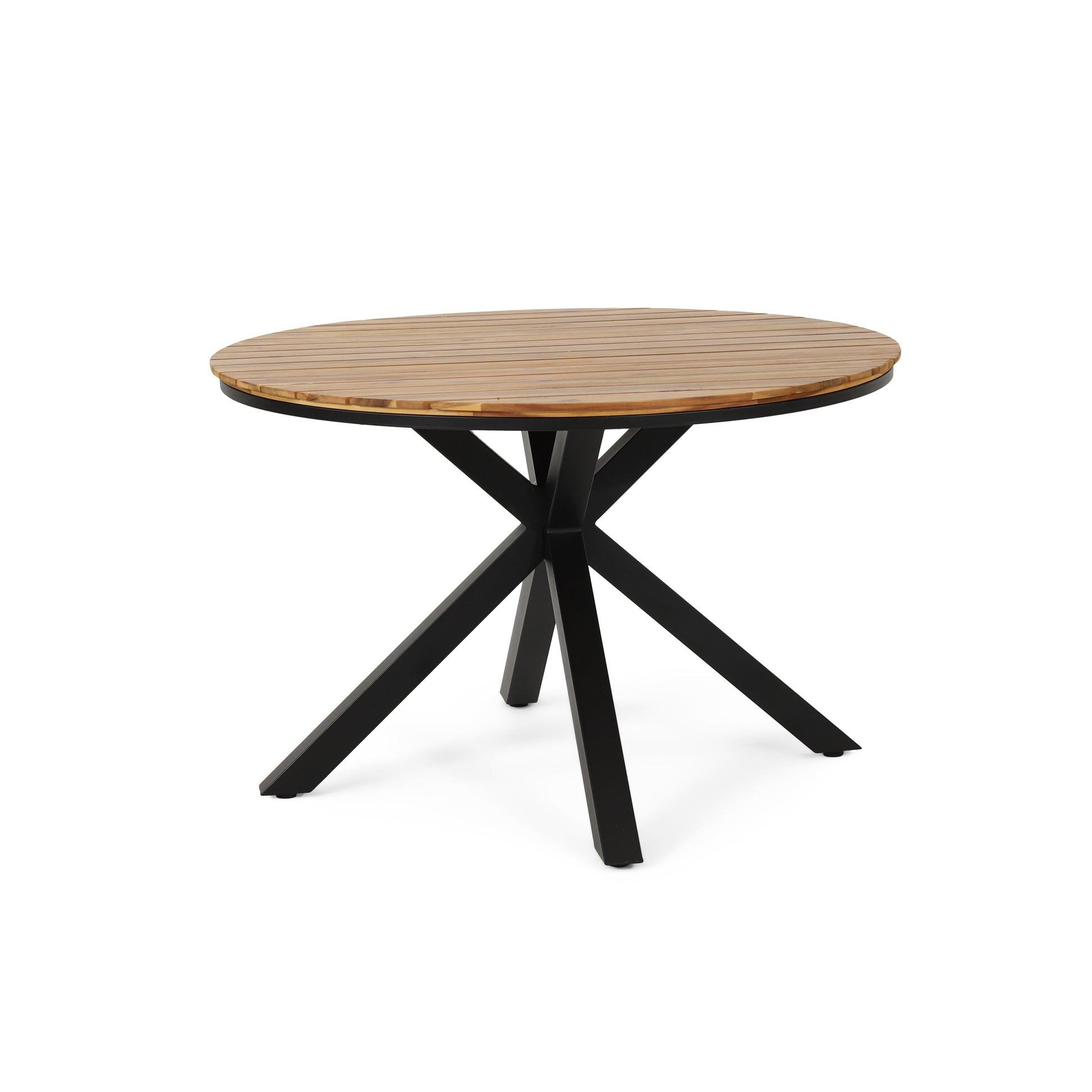 Modern Dinning Table Black Metal & Wood