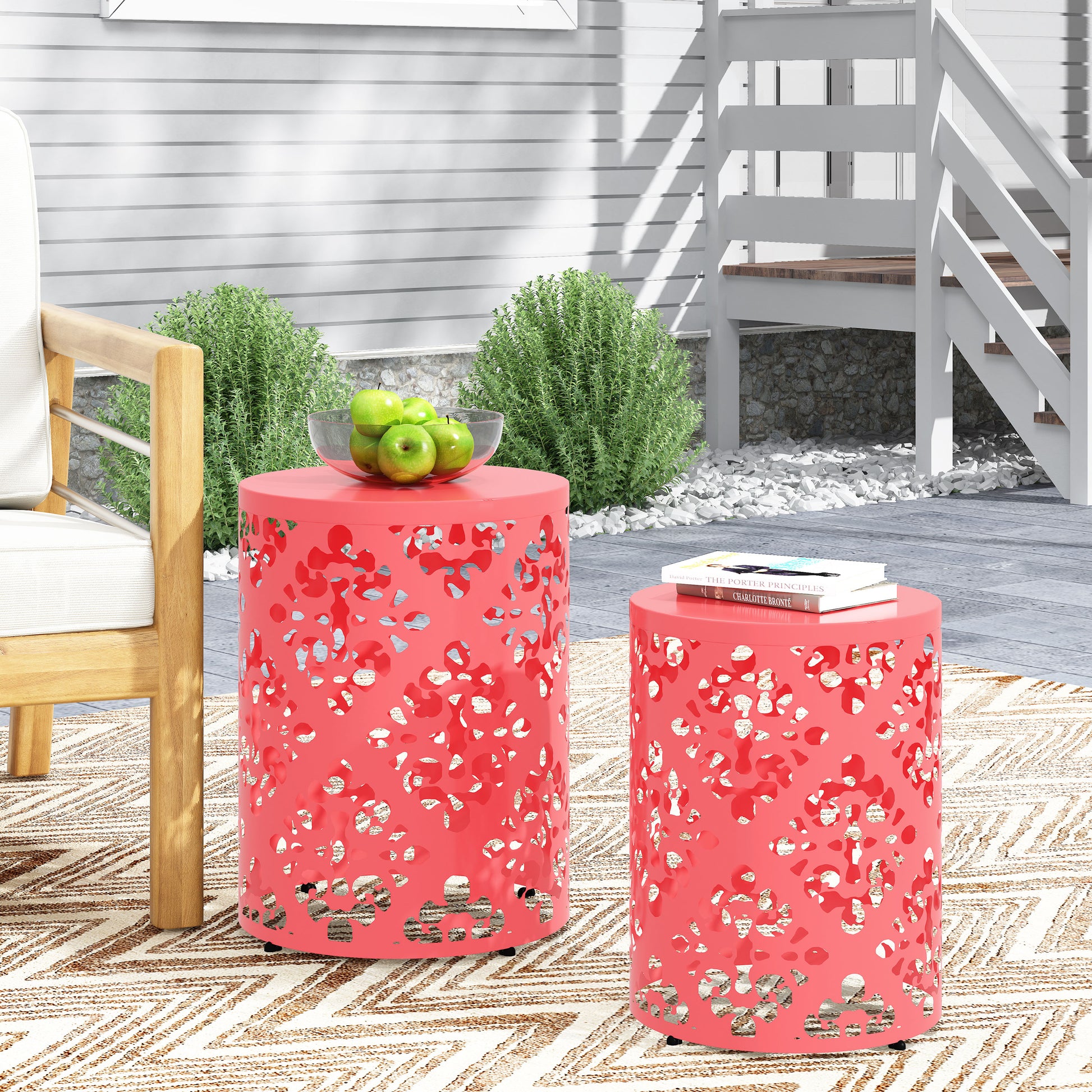 Metal S 2 End Table Coral Iron