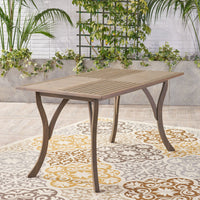 Ectangular Wood Table Grey Acacia Wood