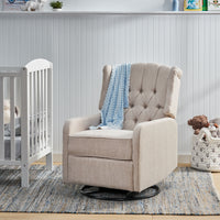 Classic Design, Manual Recliner Chair With 360 Degree Swivel Beige Fabric