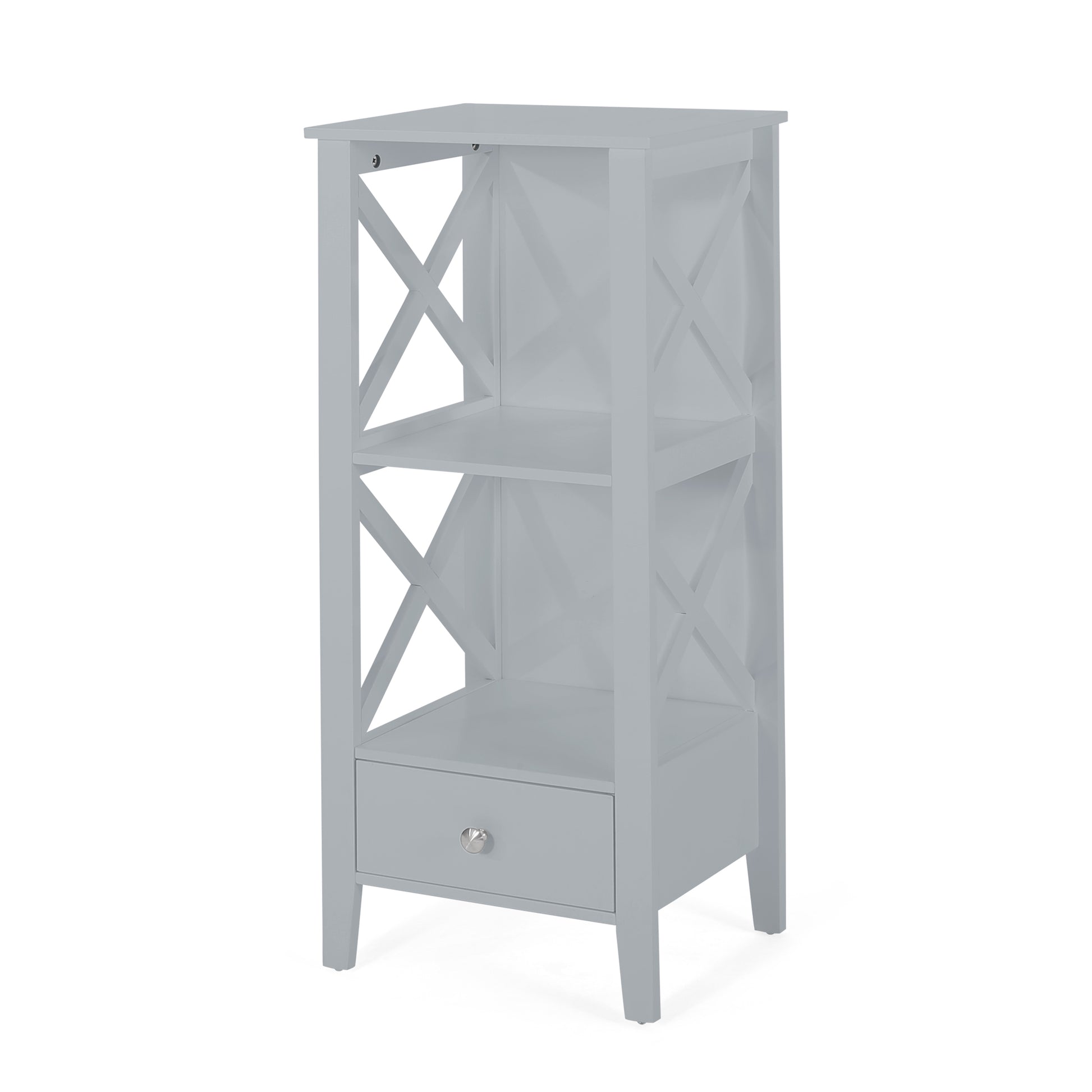 1 Drawer Storage Rack Gray Mdf