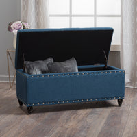 Storage Ottoman Navy Blue Fabric