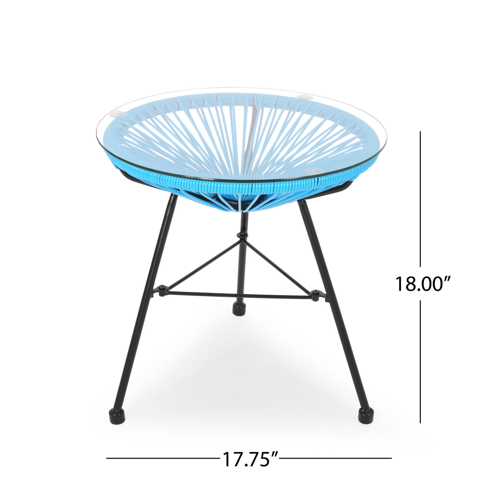 Nusa Side Table Blue Tempered Glass