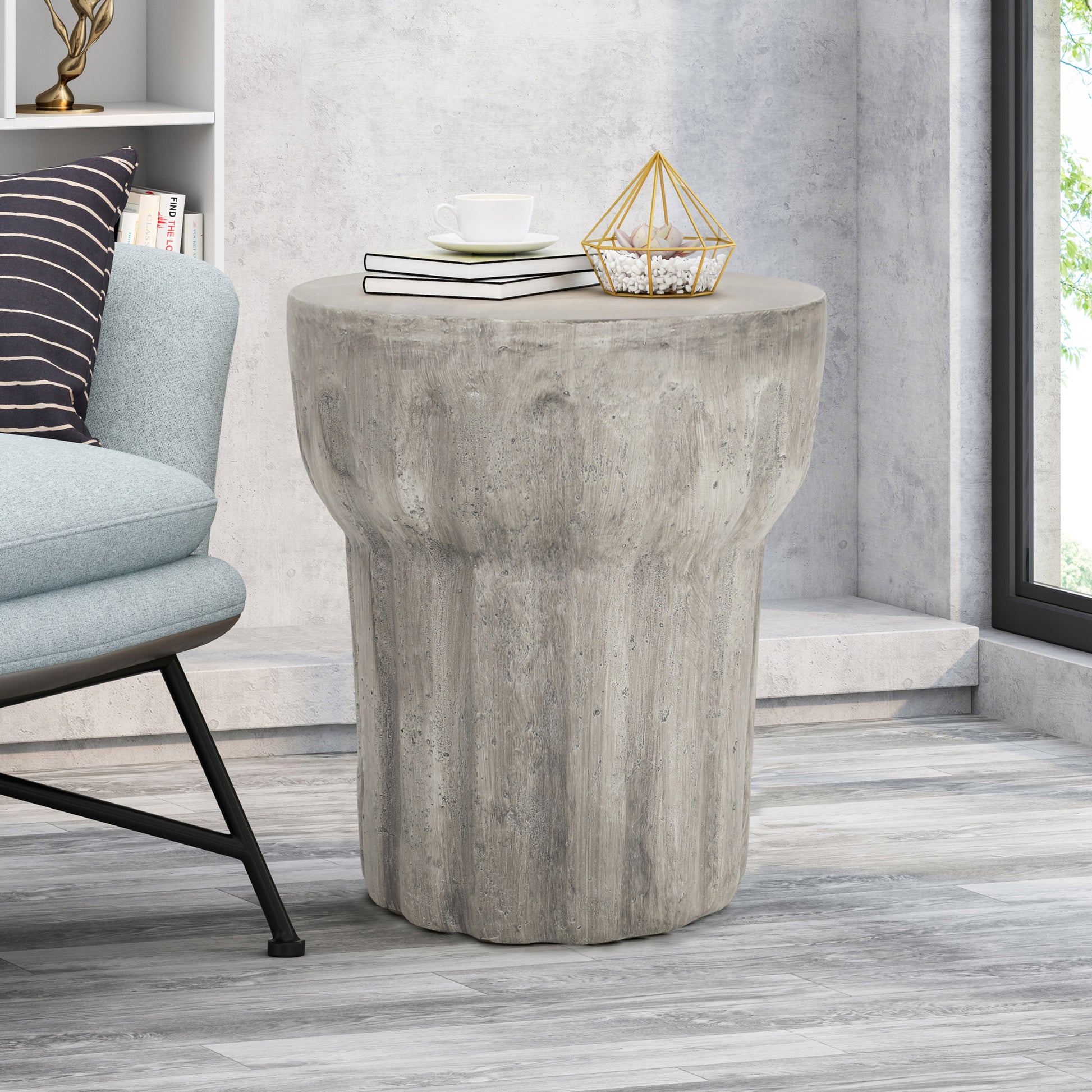 Delphinus Side Table Grey Concrete