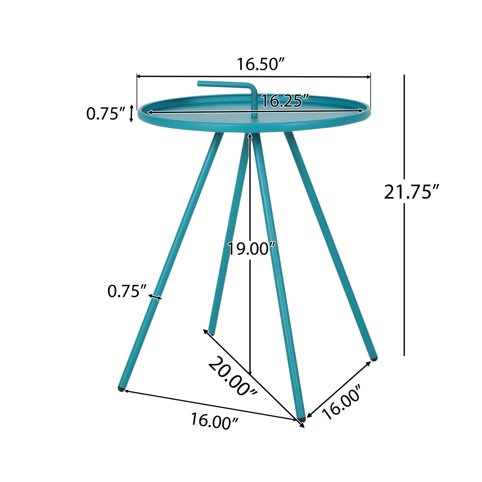 Vida 16.5 Side Table Teal Iron