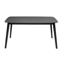 Dining Table Black Solid Wood Mdf