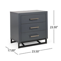 3 Drawer Chest Charcoal Grey Mdf