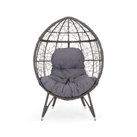 Gianni Teardrop Chair Gray Pe Rattan Iron Waterproof Fabric