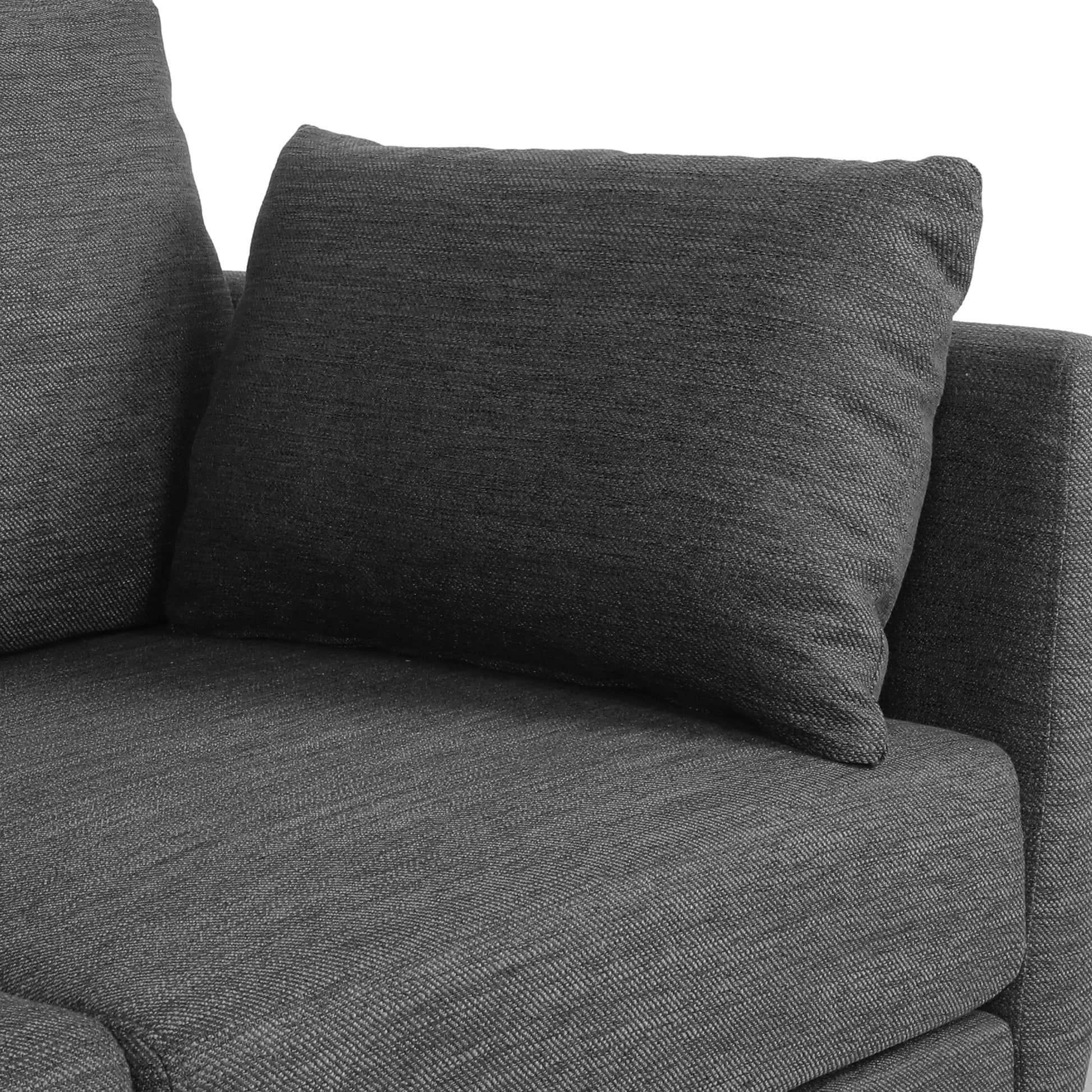 3 Seater Sofa Charcoal Wood Fabric 3 Seat