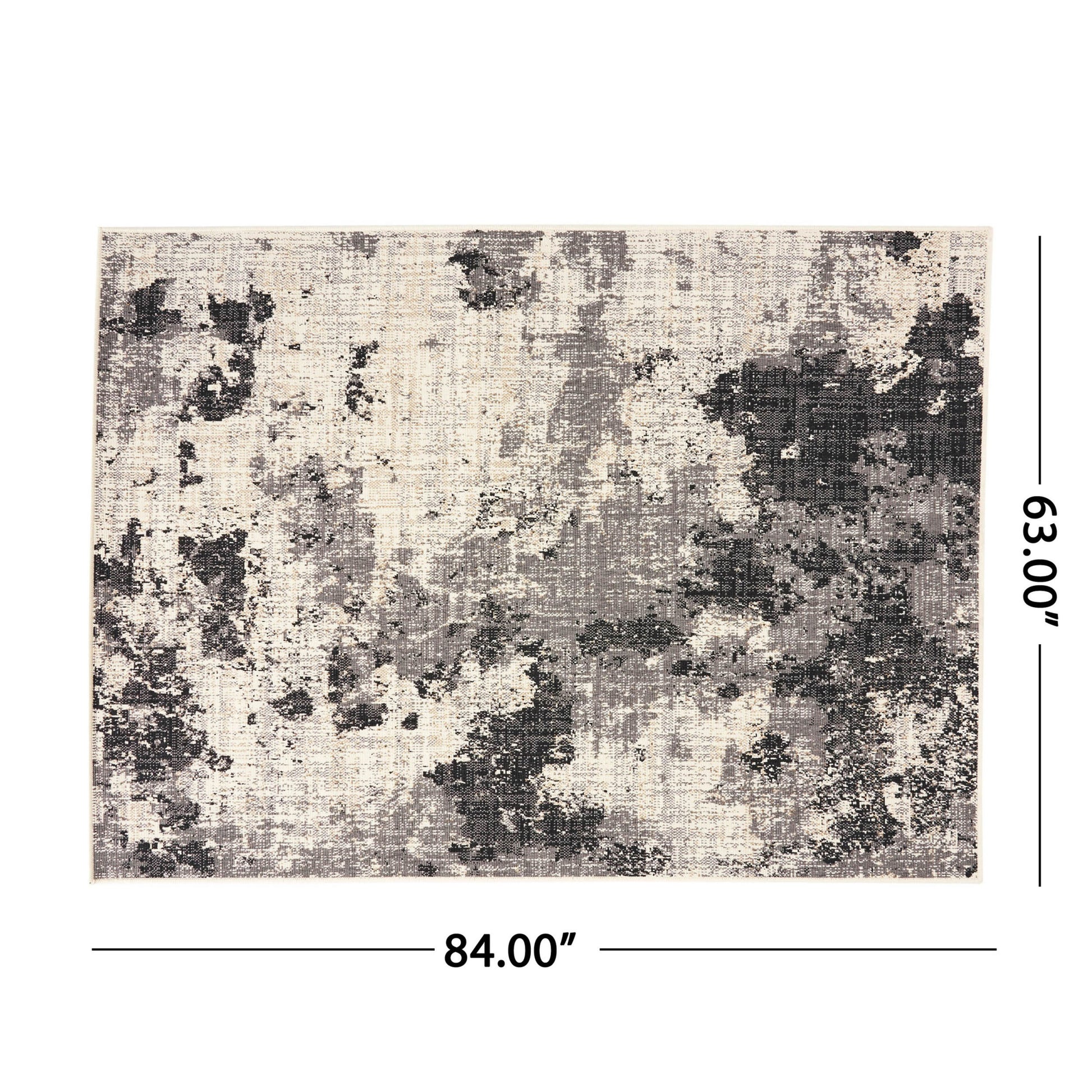 5'3"X7' Rug Black Ivory Polypropylene