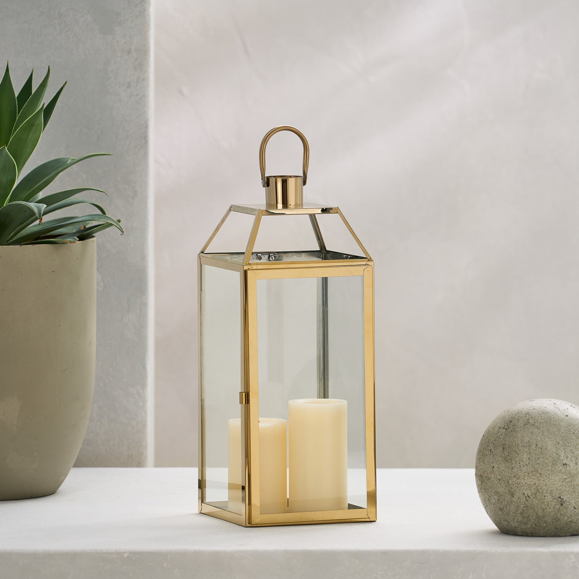 Harris 18"H Stainless Steel Lantern Gold Stainless Steel